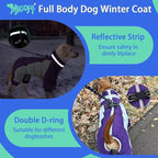 MIGOHI Full Body Dog Coat - Warm Reflective Large Dog Winter Coat with Harness,Turtleneck Fleece Jacket for Dogs,Four-Leg Windproof Puffer Jackets Snowsuit with Zipper for Small Medium Large Dogs,3XL