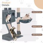 36 Inch Cat Tower for Indoor Cats, Multi Level Cat Condo with Scratching Post, Ramp, Plush Perch, Cat Cave, Basket, Cat Activity Center w/Ball for Small Space, Light Gray