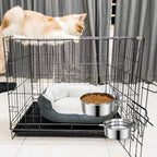 2 Pcs Small Pet Dog Food Water Bowl for Cage Stainless Steel Non-Spill Kennel Hanging Cats Pets Bowls with Clamp Holder Crate Feeder Dish for Small Dogs Pets (4.7x1.9'' & 3.9x1.7'')