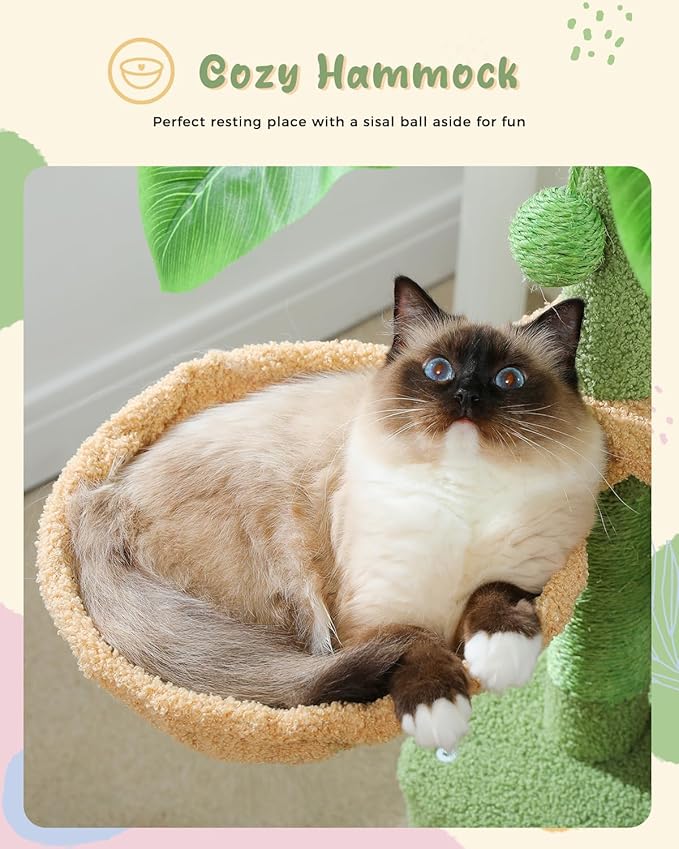 PEQULTI 31" Cat Tree for Indoor Cats, Multi-Level Cat Tower with Cozy Cat Condo Clearance Prime, Green