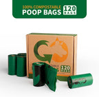 Certified 100% Home Compostable Poop Bags for Dogs, 120 Count Guaranteed Leak Proof and 18 Microns Extra Thick Waste Bag, 8 Rolls of Plant Based Doggie Poop Bag, No Scented with ASTM D6400 & EN13432