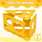 Cat House with 32 Toys, Cheese Cats Cave Hideout with Interactive Holes, Foldable Pet Activity Center, Playhouse Bed with Wand & Balls for Indoor Kitten