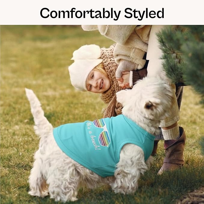 Parisian Pet Beach Dog Shirt – 100% Cotton Shirts for Small Dogs – Sleeveless Pet Vest – Lightweight and Breathable Dogs Apparel – Cute Summer Dog Clothes - Stretchy T Shirts for Pets