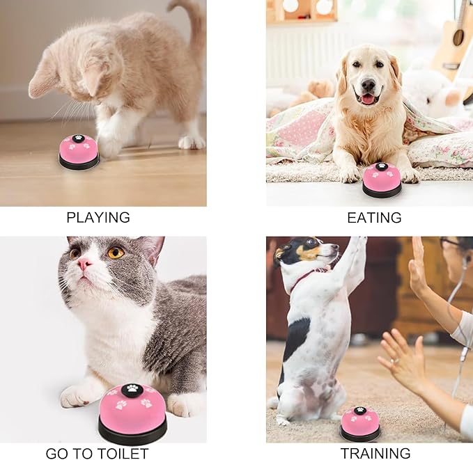 3 Pack Dog Doorbells, Pet Training Bells for Outside Potty Training and Communication, Bell for Dog Cat Puppy Interactive Toys (Pink, 3 Pack)