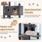 BestOffice 54 Inch Cat Tree, Multi-Level Cat Tower with Condo, Perches, Sisal Scratching Posts, Climbing Ladder,Indoor Activity Center Play House for Kittens & Adult Cats,Light Gray