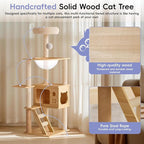 48.8" Wooden Cat Tree for Indoor Cats, Multi-Level Cat Tower with Space Capsule, Acrylic Hammock, Sisal Scratching Posts & Ladder, Large Cat Condo for Small and Large Cats