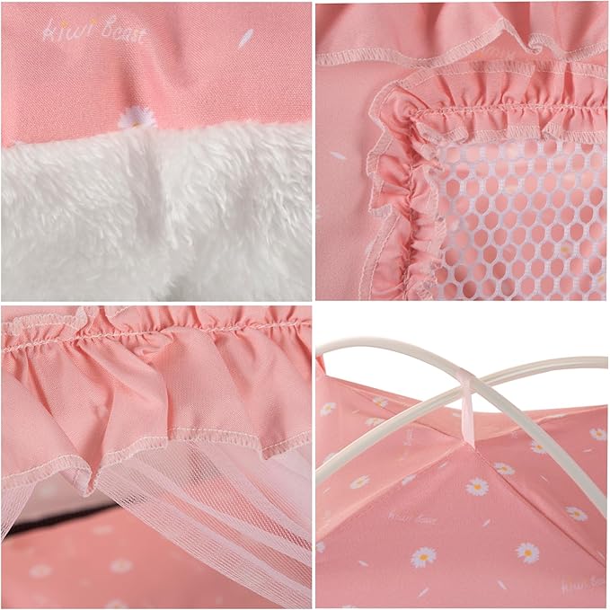 Cat Princess Bed Tent House - Kitty Cute Beds Indoor,Small Dog House Indoor/Outdoor Cave Nest Bed Small Dog Tent for Cat,Puppy Tents (15.7"x15.7"x14.5"/Pink)