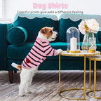 Pet Dog Striped T-Shirt Dogs Cats Cotton Vest Spring Summer Pet Apparel Tee Shirt Suitable for Small and Medium Large Pets French Bulldog Bichon