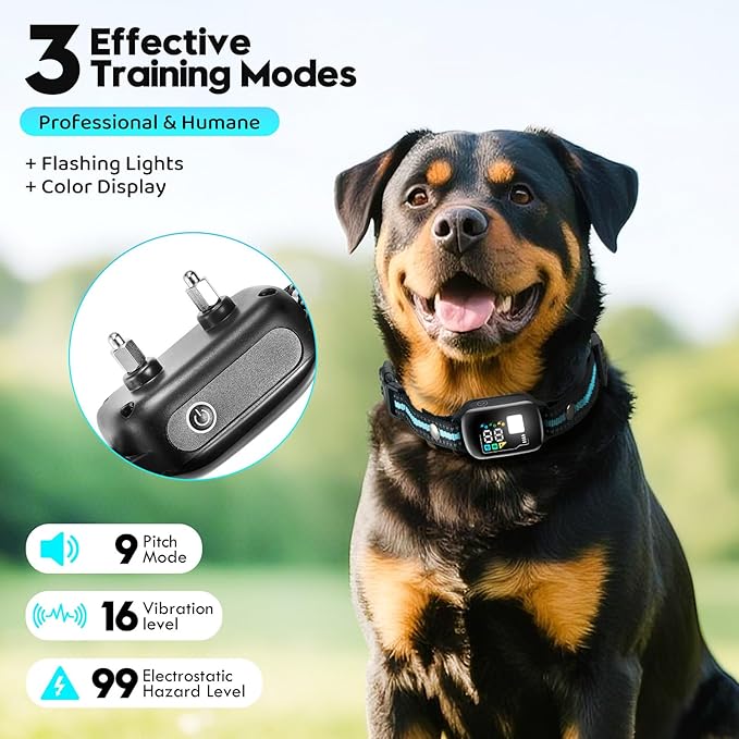 Dog Shock Collar with Remote-3300 Feet & IPX7 Waterproof Dog Training Collar -Beeper, Vibration, Safe Shock for 7-120lbs Large, Medium, Small Dogs, with Keypad Lock, Rechargeable Bark Collar（2Dogs