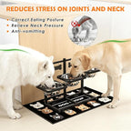 Elevated Dog Bowls for Large Dogs, 6 Height Adjustable Raised Stand with Mat, Two Signature Cards and Three 1700ML Bowls, for Large Breed and Multi-Pet Households