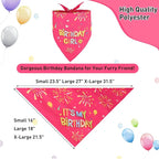 SZEE Dog Birthday Bandana, Reversible Bandanas for Dog Birthday Outfits, Pet Apparel & Accessories, Triangle Pet Scarf for Photo Prop and Holiday Decor (Small, Pink)