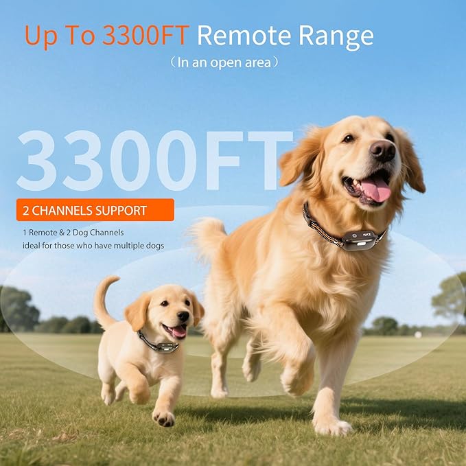 Dog Training Collar with Remote - Dog Shock Collar for Small Medium Large Dogs (15-120Lbs) - Rechargeable Shock Collar with Flash Light, 3300FT Range - 4 Training Modes - IPX7 Waterproof