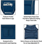 NFL Seattle Seahawks Puffer Vest for Dogs & Cats, Size Medium. Warm, Cozy, and Waterproof Dog Coat, for Small and Large Dogs/Cats. Best NFL Licensed PET Warming Sports Jacket