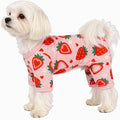 Dog Pajamas Spring Summer Dog Clothes for Small Dogs Strawberry Print Girl Boy Cute Soft Puppy Pjs Clothes Doggie Onesies Cat Pet Jammies Outfit(Strawberry,XS)