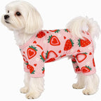 Dog Pajamas Spring Summer Dog Clothes for Small Medium Dogs Strawberry Print Girl Boy Cute Soft Puppy Pjs Clothes Doggie Onesies Cat Pet Jammies Outfit(Strawberry,XXL)
