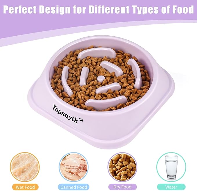 2 Pack Slow Feeder Dog Bowls for Healthy Eating, Non-Slip and Anti-Choking Design, Reduces Bloating & Overeating for Large Dogs, Easy to Clean