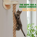 Weysat Cat Tree with 2 x 59.1 Inch Climbing Rope Wall Mounted Cat Climbing Tower Toy with Scratching Post Kitten Rope Ladder with Jumping Platform Wall Steps for Playing and Rest (Wood,Kitten Head)