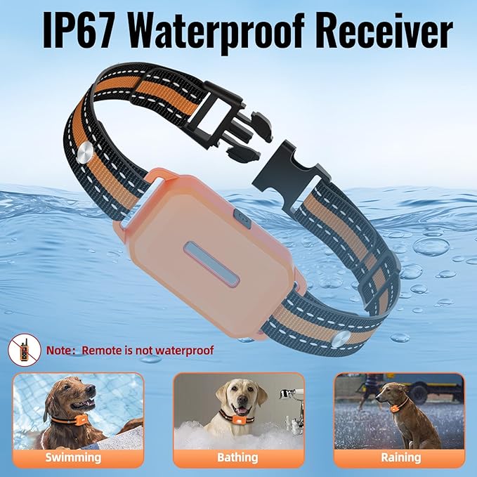 Dog Training Collar, Dog Shock Collar with Remote Control, 4 Training Modes Vibration, Beep, Shock, IP67 Waterproof Keypad Lock Rechargeable E-Collar for All Breed