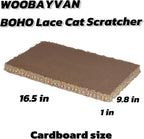 Primrose Yellow Cat Scratch Pad, Stylish Boho Lace with Pearl Large Cardboard Cat Scratcher, Cat Scratchers for Indoor Cats, Durable Cat Scratching Board, Horizontal Scratch Pad for Cats