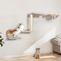 Cat Wall Shelves - 5 Pcs Wall-Mounted Cat Shelves for Wall, Including 2 Steps, 1 Perches, 1 Hammock, 1 Sisal Scratcher Post, DIY Playground for Large Cats