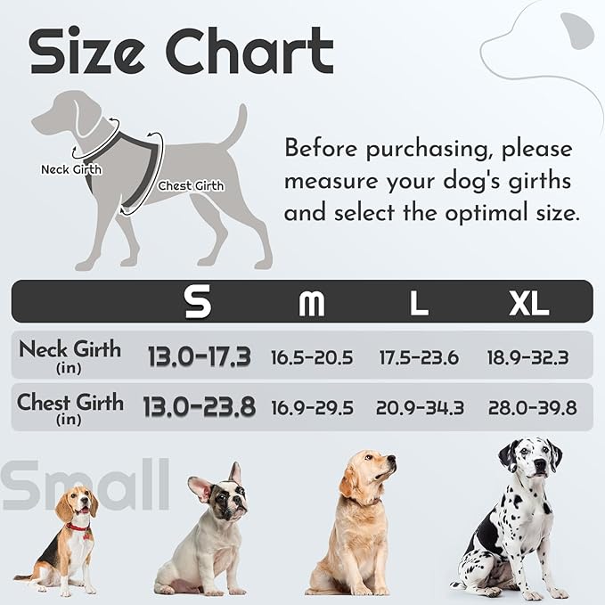 Eagloo Dog Harness Small Sized, Easy Wearing with 3 Buckles, Adjustable No Pull Pet Harness with MOLLE System, No Choke Reflective Vest with Control Handle, Black, S
