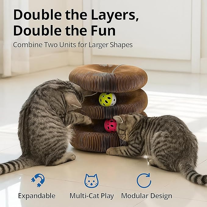Interactive Cat Toy, Kitty Curls Cat Scratcher, Twisty Paws Cat Scratching Post, Kitty Kurls Magic Organ Cat Scratch Pad with Ball Toy for Indoor Cats, for Kitty kurlz Modern Cat Scratching Board