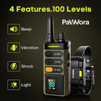 Dog Training Collar with Remote 4 Training Modes Beep, Vibration, Shock, Light 100 Levels, Fast 150ms Response, IPX7 Waterproof Long Range, LED Safety Light, Rechargeable for All Dog Sizes
