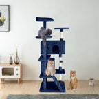 Cat Tree 53 inches Cat Tower for Indoor Cats Cat House with Replaceable and Removable Dangling Ball Cat Trees and Towers with Funny Toys, Navy Blue