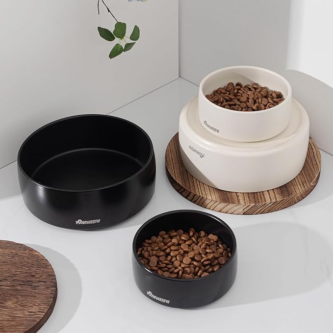 Ceramic Dog Bowls,8 Inch Large Ceramic Dog Bowl,Spill Proof, Heavy Modern Pet Feeding Bowl for Medium-Sized Dogs and Large Breed(64 oz) Beige