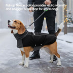 ASENKU Dog Coat, Dog Winter Jackets with Fleece Turtleneck, Windproof, Reflective Pet Snow Jacket Doggie Vest for Cold Weather, Coats for Medium Dogs, Black, M