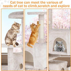 Cat Tree 70 Inches Cat Tower for Indoor Cats Multi-Level Cat Condo with Litter Box Enclosure,Scratching Posts for Indoor Cats (Beige)
