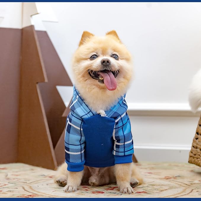 Plaid Dog Hoodie Pet Clothes Sweaters with Hat