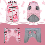 Lelepet Warm Dog Winter Coat Dog Coats for Small Dogs Waterproof Dogs Jacket with Harness Built in Reflective Cold Weather Coats Windproof Zip-Up Winter Fleece Vest Snowsuit Chihuahua Pink Camo