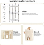 Cat House, Cat Beds for Indoor Cats, 2-Story Cat Condo Cube with Scratch Pad and Fluffy Ball Hanging, Multi-Level Cozy Hideout Center Ideal for Small/Medium Cats