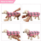 MIGOHI Reversible Dog Coat, Windproof Waterproof Winter Jacket, British Style Plaid, Warm Dog Vest for Small Medium Large Dogs, Pink, M