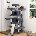 IMUsee 68 Inches Multi-Level Large Cat Tree for Large Kitties/Big Cat Tower with Condo/Cozy Plush Perches/Sisal Scratching Posts and Hammocks/ ‌Feline Activity Center Play House/Smoky Grey