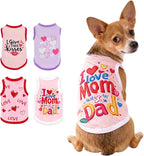 4 Pack Dog Shirts Summer Pet T Shirts Puppy Clothes Dog Clothing Breathable Cat Sleeveless Vest for Small Dogs Cats (Large, Love)