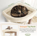 Globlazer Extra Large Cat Tree, 78 inch Sturdy Tall Cat Tree Tower for Indoor Multiple Large Adult Cats Kittens with 6 Scratching Posts, Enlarged Top Perch, 2 Padded Condos, S78G, Beige