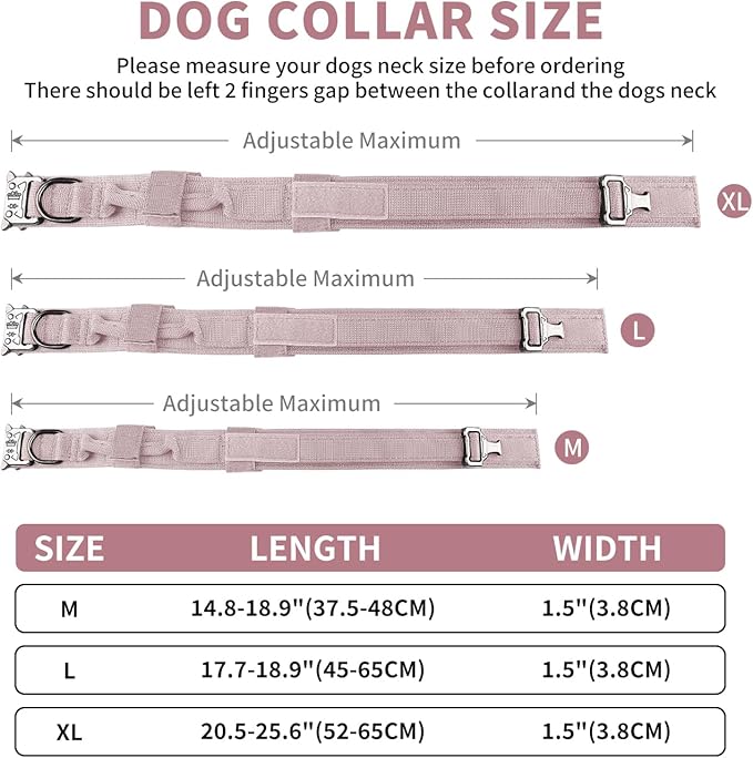 COOYOO Dog Collar,3 Piece Set Tactical Dog Collars, Adjustable Military Training Nylon Dog Collar with Control Handle and Heavy Metal Buckle for Medium and Large Dogs