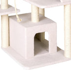 Asian Allure Classic Cat Tree in Ivory, Galaxy Approved, Multi Levels with Ramp, Three Perches, Rope Swing, Two Condos