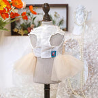 Fashion Sweet Puppy Dog Blingbling Princess Skirt Pet Dog Lace Cake Camisole Tutu Dress E-Champagne S