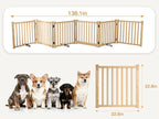 YOCAN Paint-Free Wooden Freestanding Dog Gates with Door for The House,Doorways, Stairs,Wood Dog Fences Indoor Pet Gate,Step Over Fence-8 Panel
