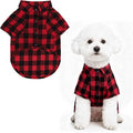 PUPTECK Plaid Dog Shirt, Cute Puppy Cat Polo T-Shirt, Soft Pet Clothes Boy for Small Medium Dogs, Square Red, S