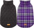 Kuoser Waterproof Dog Coat, Reversible Dog Jacket for Large Dogs, Adjustable Durable Doggie Winter Coat for Groowing Puppies Warm Puppy Cold Weather Apparel, Purple L