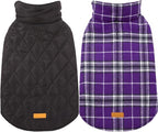 Kuoser Warm Dog Coat, Waterproof Dog Coats for X-Small Dogs, Adjustable Durable Doggie Winter Jacket Reversible Cozy Puppy Cold Weather Apparel from Small to Large Breed, Purple XS