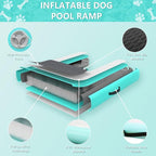 Inflatable Dock Platform for Dog, Large Dog Float Floating Ladder Up to 200 lbs Dogs Water Ramp, Non-Slip PVC with Boat Ramp for Pool, Dock, & Lake