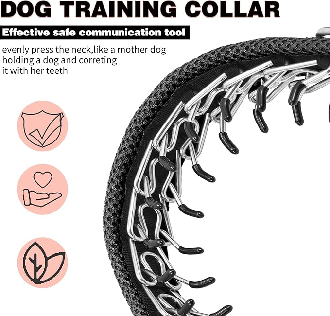 Martingale No Pull Dog Collar for Large Medium Small Dogs, Heavy Duty Nylon Adjustable Reflective Anti Pull Slip Collar with Buckle for Training Walking Hunting M Black