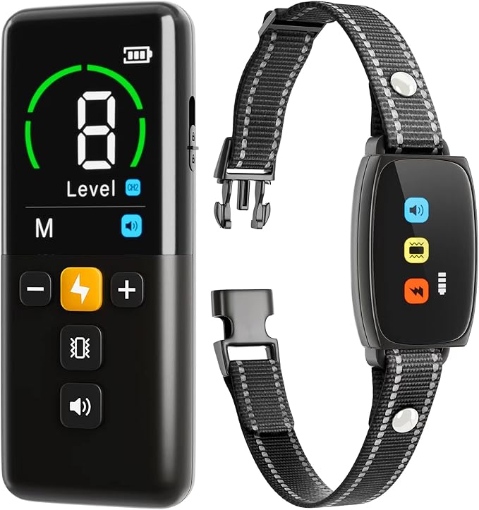 Dog Training Collar Shock Collars for Dogs with Remote 2600 Ft Remote Control Range 4 Modes Beep Vibration Shock Built-in Bright Led Light Rechargeable Waterproof (Full Dark, for 1 Dog)