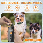 Dog Training Shock Collar 4000FT Dog Bark Collar with Remote IP67 Waterproof 4 Training Modes Beep Vibration Shock Light Mode Magnetic Charger Electric Dogs Collar 8-25 inches Single Shock Dull Black