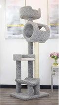 Maykoosh Baroque Brilliance Multi-Level Cat Cat Climbing Tower Cat Tree, Solid Wood and Carpet Construction, Modern Cat Tree with Scratch Post and Sturdy Base